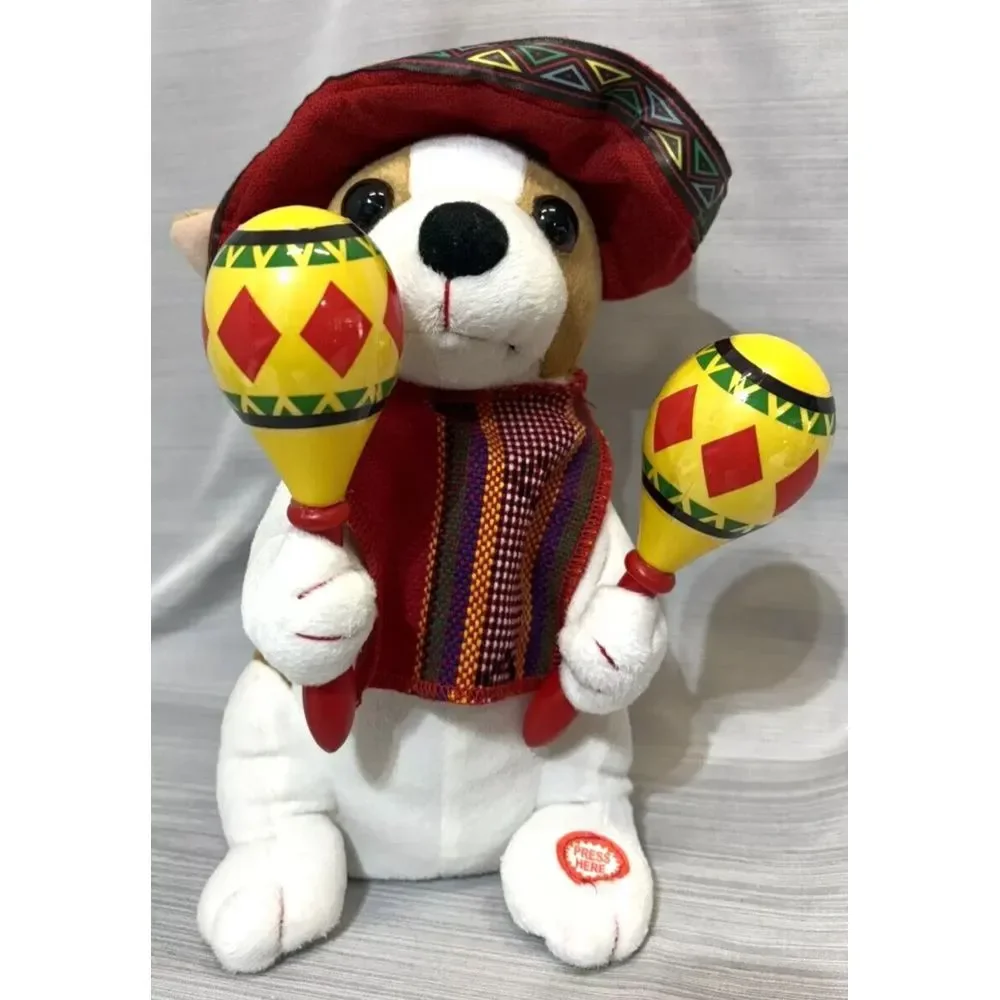 Be jolly animated puppy Plush with Maracas Mexican Fiesta Style‎ Decorative